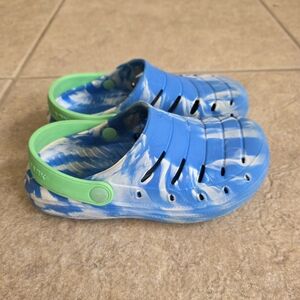 Kids Blue and Green Clogs Rugged Shark Boys Eva Clogs Size 13 Mint/blue